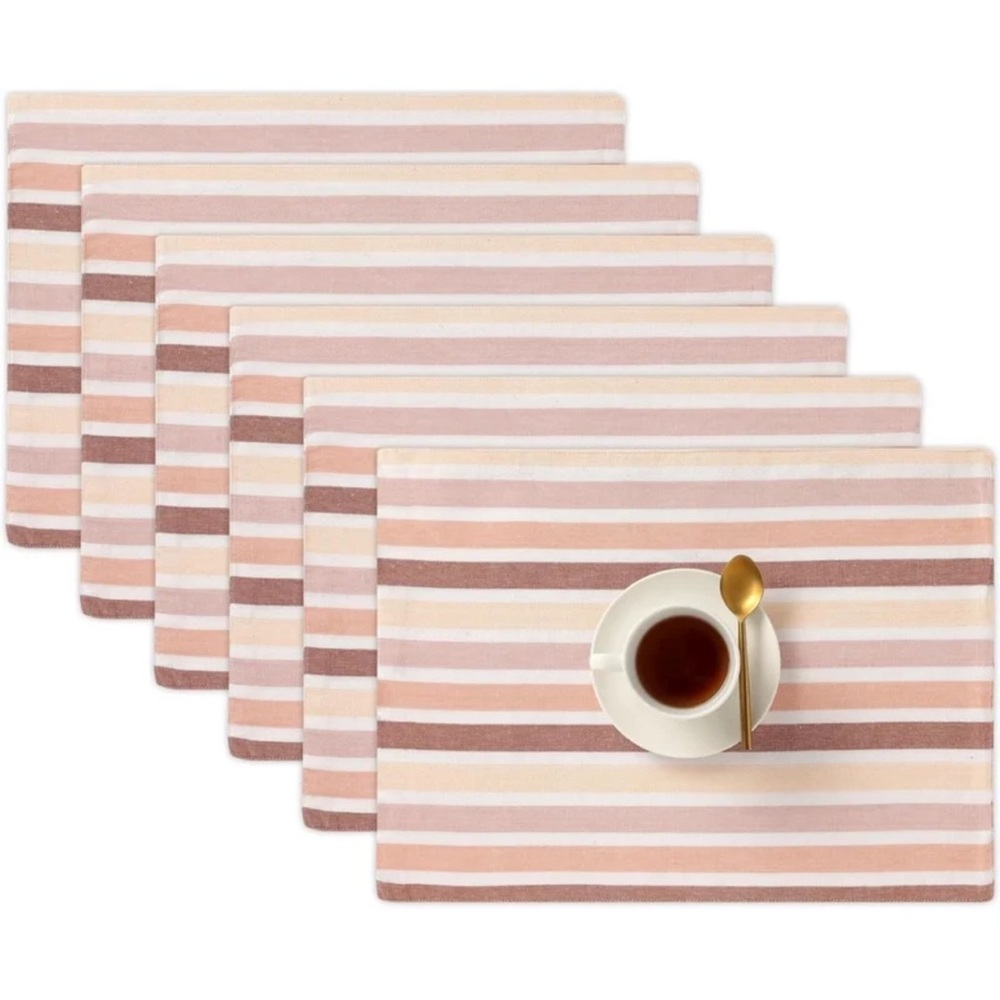 Folkulture Placemats Set of 6 for Table Decor, 14" X 19" Place Mats 100% Cotton,